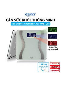 Cân sức khỏe điện tử thông minh Genky - phân tích cơ thể, theo dõi mỡ, cơ, nước, xương, calo, màn hình siêu rộng