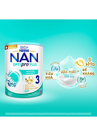 Sữa Bột Nestlé NAN OPTIPRO PLUS 3 800g/lon với 5HMO xuất xứ Thụy Sĩ - Hỗ trợ Tiêu Hóa, Đề Kháng, Trí Não & Chiều Cao (1-2 tuổi)