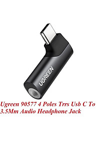 Ugreen UG90577CM460TK vuông góc 90 độ 4 khấc Màu đen Đầu chuyển USB-C sang cổng 3.5mm hỗ trợ Samsung Ipad Xiaomi Oneplus - HÀNG CHÍNH HÃNG