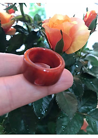 CHIẾC NHẪN VUÔNG ỐNG ĐỎ ĐẬM ĐẸP ĐÁ CẨM THẠCH MAY MẮN SIZE 17MM BẢN CAO 9,5MM  AC  MẠNG HỎA VÀ THỔ 