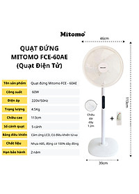 Quạt Cây Đứng Mitomo FCE-60 có điều khiển từ xa, hẹn giờ hàng chính hãng
