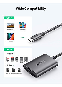 Ugreen UG80888CM401TK SD/TF chuẩn USB 3.1 Type C Đầu đọc thẻ nhớ vỏ nhôm cao cấp - HÀNG CHÍNH HÃNG