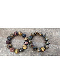 Vòng tay mắt cọp xanh vàng đỏ 16 ly, vòng tay chuỗi đá thạch anh