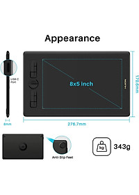 Tặng Găng Tay Vẽ Trị Giá 139K - Bảng Vẽ Cảm Ứng Huion Inspiroy H580X Màn Hình Rộng 8x5 Inch Bút Không Pin 8192 Lực Nhấn - Hàng Chính Hãng.Huion H580X Graphics Tablet Digital Battery Free Pen Tablets Signature Drawing Pad Phone Connectivity Chorm OS Androi