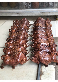 Cặp bò tót bằng gỗ trắc đỏ đen kt 20×9×10cm