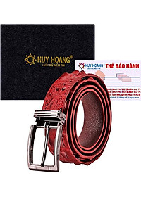 Thắt Lưng Nam Da Cá Sấu Nguyên Con Đầu Kim Huy Hoàng HT4739 - Nâu Đỏ