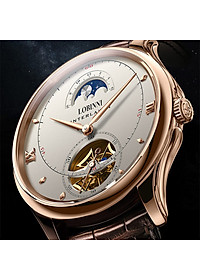 Đồng hồ nam chính hãng LOBINNI LB13023G-D1 hàng mới 100%,Kính sapphire ,chống xước,chống nước 50m,mặt trắng vỏ vàng hồng dây da nâu xịn, thép không gỉ 316L,Đồng hồ cơ (Automatic) bảo hành 24 tháng, Mới 100%,thiết kế đơn giản trẻ trung và sang trọng