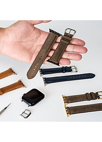 Dây đồng hồ dành cho AW da bò Vintage D116 - Hàng khâu tay thủ công cao cấp