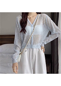 Áo khoác len cadigan mỏng 5 khuy màu pastel nhẹ nhàng