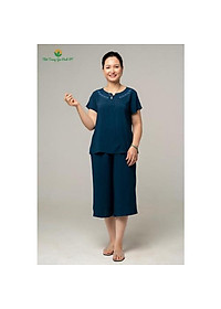 Bộ lanh mặc nhà nữ, màu trơn quần lửng áo cộc tay B26.2105 - Thời Trang Gia Đình VT