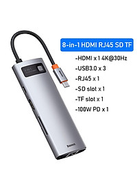 (Hàng chính hãng) Hub chuyển đổi đa năng Baseus Type-C - HDMI, USB, RJ45, SD, TF,... dành cho Macbook, Notebook, Laptop,... 