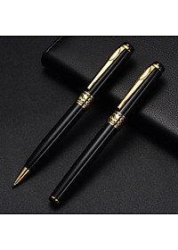 Bút Viết Bi Vỏ Kim Loại Sơn Đen Bóng Điểm Nhấn Mạ Vàng Baoer BP-68