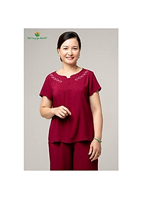 Bộ lanh mặc nhà nữ, màu trơn quần lửng áo cộc tay B26.2105 - Thời Trang Gia Đình VT