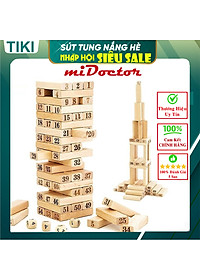 Đồ Chơi Rút Gỗ Cỡ Lớn Cao Cấp – Chọn Size - 54 Thanh Rút Gỗ Kèm 4 Con Súc Sắc Cho Bé – Bộ Đồ Chơi Rút Gỗ Chính Hãng miDoctor