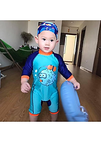 Bộ đồ bơi liền quần cho bé trai sơ sinh, bé trai nhỏ từ 8kg, hình in dễ thương, chất thun bơi lạnh đẹp, mềm mịn thân thiện với làn da bé | BT09