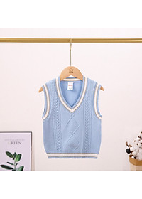 Áo len gile cho bé gái cổ tim 3-8 tuổi hàng WERZTOUN đanh sợi không bai xù điệu đà đáng yêu