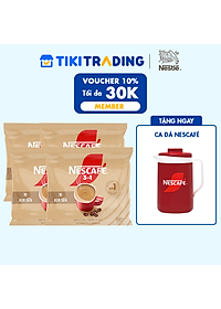 [Tặng ca đựng đá 900ml] Combo 4 Bịch Cà phê hòa tan NESCAFÉ 3IN1 VỊ KEM SỮA Bịch 24 gói ĐẬM VỊ SỮA, CHUẨN CÀ PHÊ