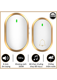 Chuông Cửa Không Dây Thông Minh Besti YBT01 (1 Nút Bấm, 1 Chuông ), Chống Nước, Khoảng Cách Sử Dụng Hiệu Quả 300M, 60 Loại Nhạc Chuông, 4 Mức Điều Chỉnh Âm Lượng - Hàng Chính Hãng