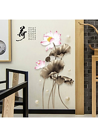 Decal dán tường Tranh dán tường Hoa Sen Xám SK9379