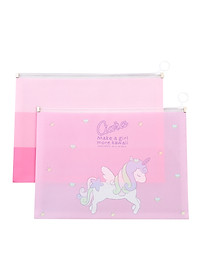 Túi zip A4 đựng file cho học sinh sinh viên nv văn phòng họa tiết dễ thương