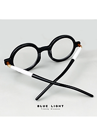 Gọng Kính Cận, Kính Giả Cận Nam Nữ, KUBO Mắt Trong Xoe Gọng Nhựa Viền Dày Cứng Cáp, Đen Trắng - BLUE LIGHT