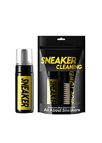 Bộ Vệ Sinh Giày Dép Làm Sạch Chuyên Sâu Giặt Giày gồm 1 bình xịt tạo bọt dung tích 150ml, 1 khăn mềm, 1 bàn chải mềm
