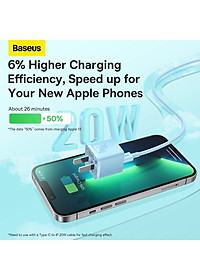Củ Sạc Nhanh Cho IPhone 20W Baseus GaN5 Fast Charger - Công Nghệ Power Delivery 3.0 QC 3.0 - Tích Hợp Chip Thông Minh - Công Nghệ Kiểm Soát Nhiệt Độ BCT - Hàng Chính Hãng