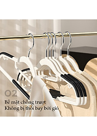 Combo 5 Móc Treo Quần Áo Chống Trượt, Biến Dạng Quần Áo, Móc Áo Nhựa Cao Cấp Chịu Tải Lớn Xoay 360 - Chính Hãng