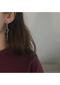 Bông tai khuyên tai 1 đôi xích tròn so le lạ mắt