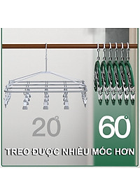 Móc Treo Đồ Lót Khăn Tất 10 Kẹp Inox, Móc Kẹp Phơi Quần Ao Đa Năng Tiết Kiệm Diện Tích, Chất Liệu Không Gỉ - HÀNG CHÍNH HÃNG MINIIN