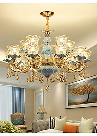 Đèn chùm MOFAI pha lê trang trí nội thất sang trọng 15 tay - kèm bóng LED chuyên dụng