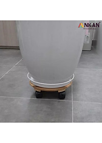 Combo 2 Đế Lót Chậu Cây Có Bánh Xe ANKAN 30cm Gỗ Tràm Mặt Tròn Màu Vàng, Chính Hãng
