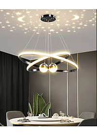 Đèn thả MONSKY IVEN 3 vòng 3 rọi hiện đại phản chiếu hình trăng sao vô cùng đẹp mắt 3 chế độ ánh sáng