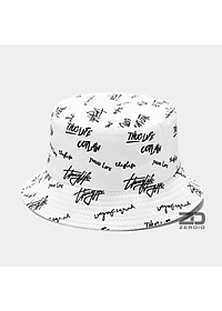 Nón vành tròn, Mũ bucket nam nữ tai bèo Hàn Quốc 2 mặt họa tiết chữ ký vải cotton cao cấp