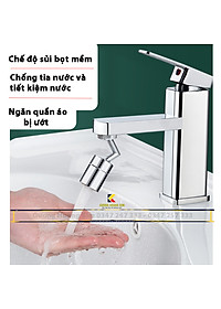 Đầu nới vòi nước xoay 720 độ lắp vòi nước chậu rửa bắt bồn rửa mặt lavabo với 2 chế độ nước chảy