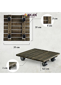 Kệ Để Chậu Cây Có Bánh Xe Cỡ Lớn 35cm Màu Xám Đen Dùng Để Để Chậu Cây - Chậu Hoa Thuận Tiện Di Chuyển