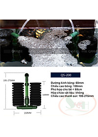 Lọc bio đôi Qanvee QS 100, 200, 100A, 200A lọc sủi vi sinh kèm hộp chứa vật liệu lọc bể cá tép