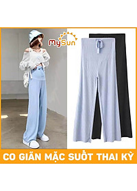 Quần tây dài lưng thun ống rộng đẹp cho bà bầu mặc đi làm công sở 4 mùa Đông Hè MySun