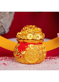 Túi vàng phong thủy may mắn - Hủ đựng muối gạo bàn thờ Thần Thần Tài
