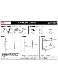 Thanh ray lỗ đôi kệ treo tường Railshelf H120cm bằng thép dày 1,4mm, sơn tĩnh điện hiện đại