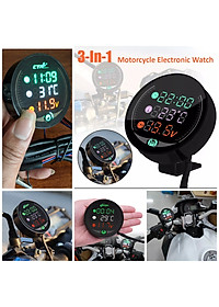 Đồng hồ báo giờ xe máy 3in1 CTR, báo nhiệt độ, vôn ắc quy mẫu mới loại tốt gắn các loại xe hàng cao cấp, phụ kiện xe máy