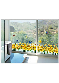 Decal Dán Chân Tường Hàng Rào Hoa Hướng Dương