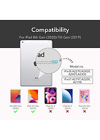 Bao da cho iPad Gen 8 10.2 2020 ESR Rebound Pencil Slim Smart Case (Có khe cắm bút Apple Pencil) - Hàng Nhập Khẩu