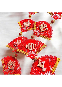 Set 2 Dây Liễn 8 Quạt Treo Trang Trí Tết Vạn Sự Như Ý - Chúc Mừng Năm Mới
