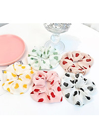 Dây buộc tóc Scrunchies vải mềm Vintage hình tim trẻ trung HD61