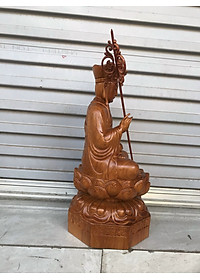 Tượng phật địa tạng vương bồ tát dáng đứng bằng gỗ hương đá kt 40×20×20cm