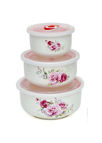 Bộ 3 Bát Sứ Nắp Hút Chân Không, Bộ 3 Bát Đựng Thức Ăn Có Nắp Đậy Dùng Được Trong Lò Vi Sóng - HÀNG CHÍNH HÃNG MINIIN
