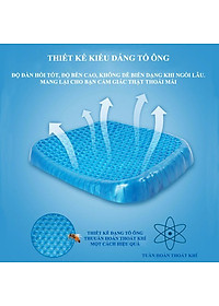 Đệm ngồi 3D Silicon văn phòng PEAFLO thế hệ mới, cấu trúc tổ ong 2 lớp thoáng khí, giảm áp lực lên mông, giảm đau mông.