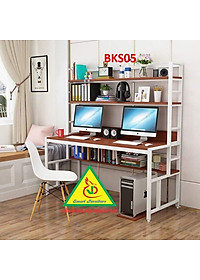 Bàn làm việc, bàn học khung sắt mặt gỗ BKS05 - Nội thất lắp ráp Viendong Adv