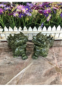 Cặp Tỳ Hưu phong thủy đá ngọc Ấn Độ - Dài 17 cm